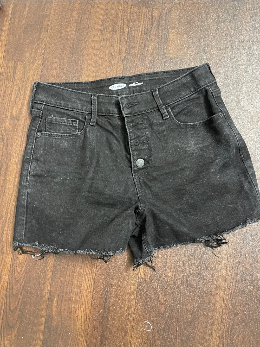 Old Navy Black Frayed Hem Denim Shorts